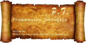 Prodanovics Tertullia névjegykártya